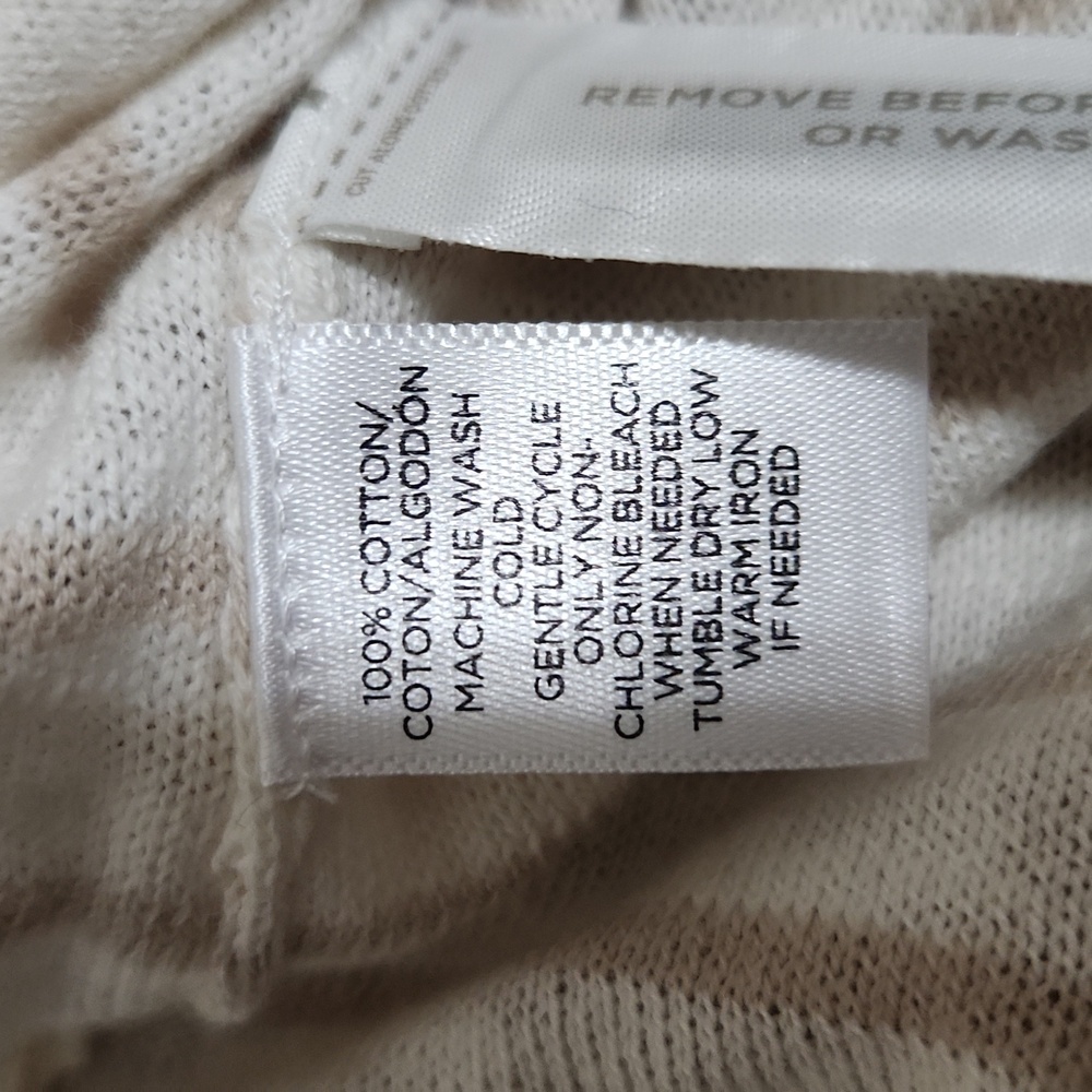 NWT Ann Taylor Loft Cream Short Sleeve Boxy Striped T-Shirt Crew Neck XL - Picture 7 of 7